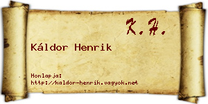 Káldor Henrik névjegykártya