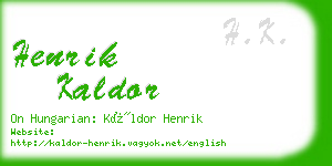 henrik kaldor business card